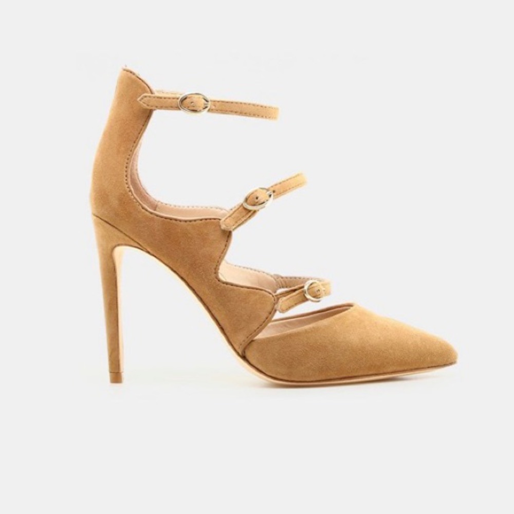 New Rachel Zoe Phoenix Three Strap Suede Pump